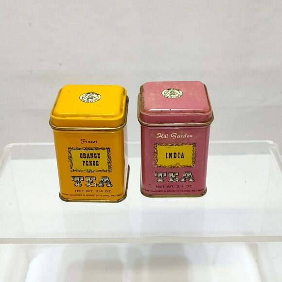 John Wagner & Sons Tea Tins Set Orange Pekoe & India Collectible Kitchen Décor - Picture 1 of 7